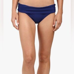 Athena Cabana Solids Lani Banded Cheeky Bikini Bottoms SZ L Blue